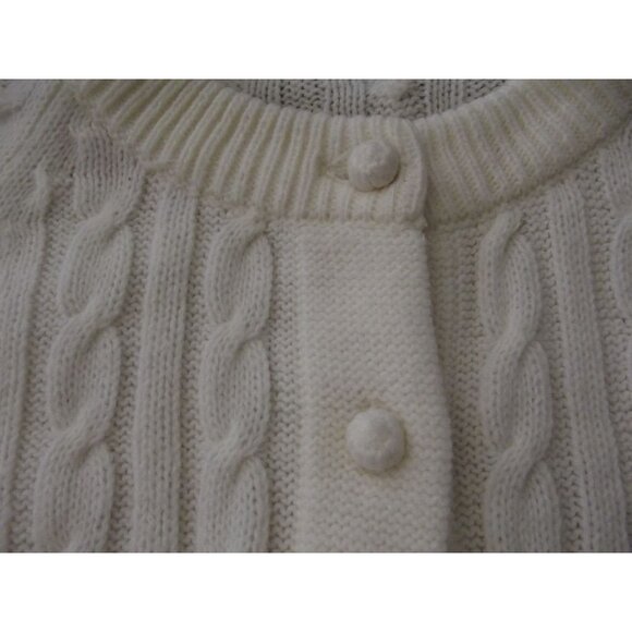 Light Ivory Cardigan Sweater Womens Medium Button vintage off white cable knit - Picture 3 of 8